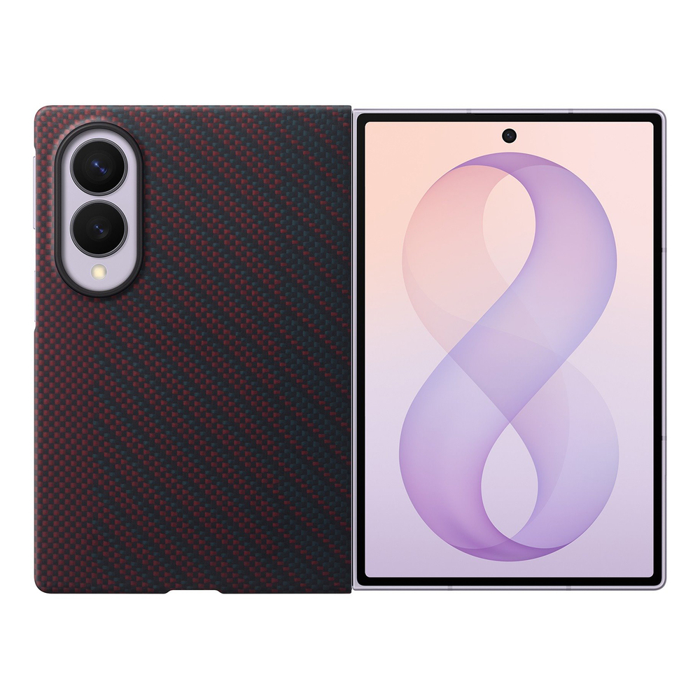 Samsung Carbon Magnet Case dėklas Samsung Galaxy Z Fold 8, suderinamas su MagSafe + 2 anti-atspindžio plėvelės - raudonas