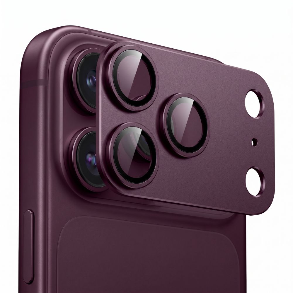 Kameros apsauginis stiklas Tech-Protect Camfull Fit+ iPhone 18 Pro Max, bordo