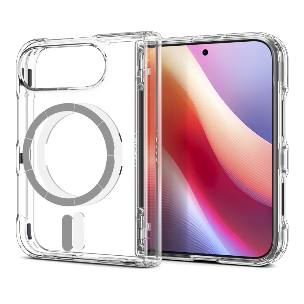 Dėklas Spigen Ultra Hybrid Pro MagSafe iPhone Duo, skaidrus baltas