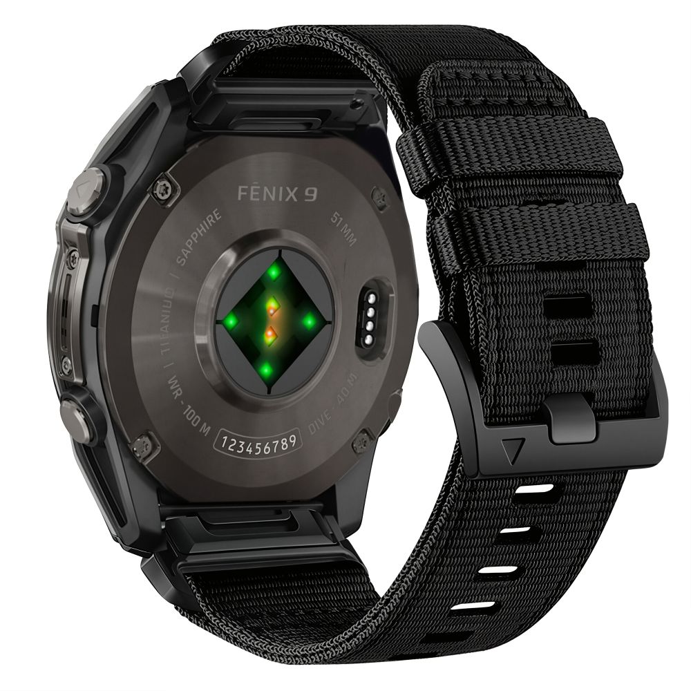 Dirželis Tech-Protect Nylon Classic Garmin Fenix 5X / 5X Plus / 6X / 6X Pro / 7X / 8 / 8 Pro / 9 / 9 Pro (47 mm), juodas