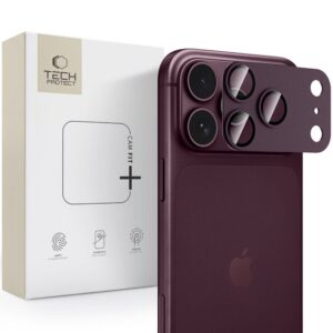 Kameros apsauginis stiklas Tech-Protect Camfull Fit+ iPhone 18 Pro Max, bordo
