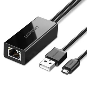 Tinklo plokštė Ugreen 30985, skirta Chromecast su micro USB / USB-A jungtimis 100Mb/s 1 m - juoda