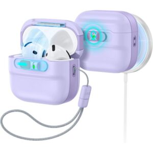 Dėklas ESR Pulse HaloLock MagSafe Apple AirPods 4 / 5, levandų spalvos