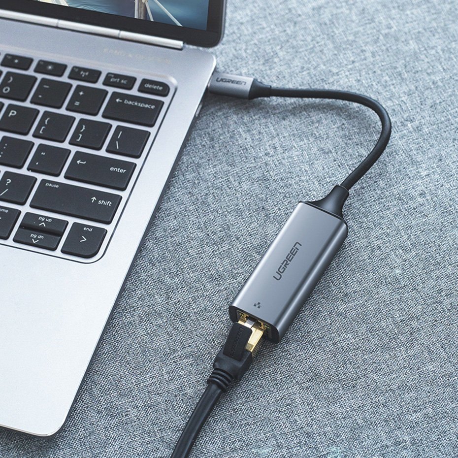 Tinklo adapteris Ugreen RJ45 - USB Type C (1000 Mbps / 1 Gbps) Gigabit Ethernet, pilkas (CM199)