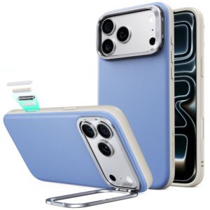Dėklas ESR Leather Kickstand MagSafe iPhone 17 Pro Max / 18 Pro Max, šviesiai mėlynas